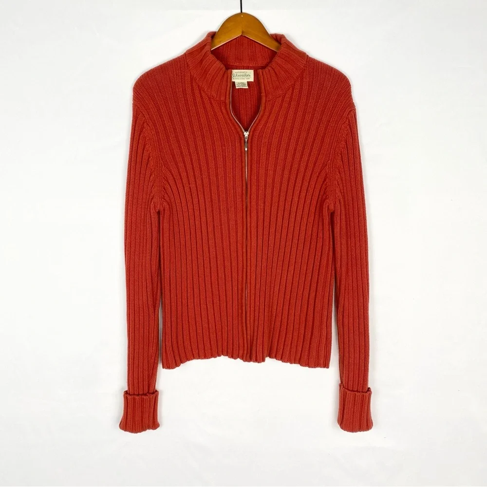 Vintage St. John's Bay Knot Zip‎ Up Sweater Red Collared